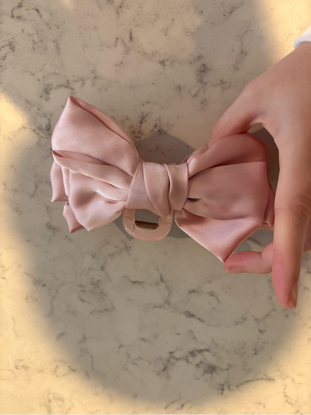 Pink Satin Bow Hair Clip